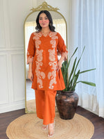 Pure cotton embroidered co ord set in rust dispatch in 5-6 days!