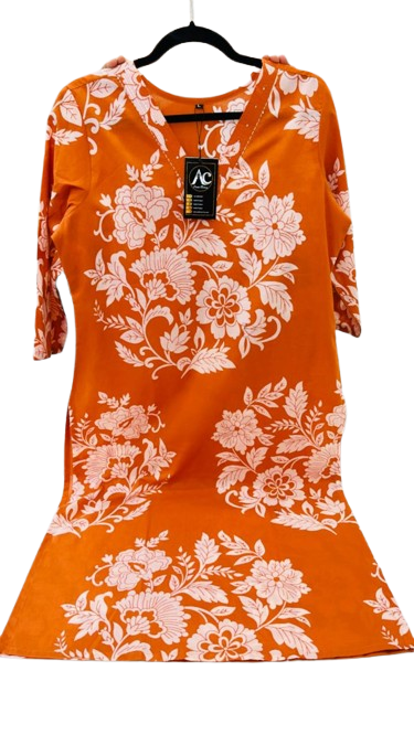 Smart V neck cotton kurta