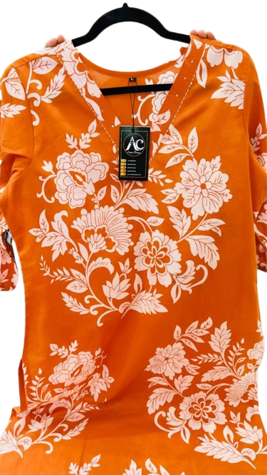 Smart V neck cotton kurta