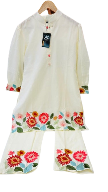 Smart cotton embroidered cotton lining co ord