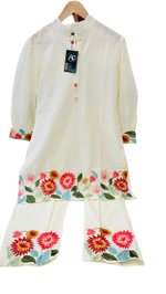 Smart cotton embroidered cotton lining co ord