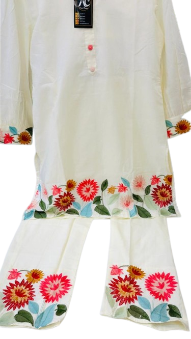Smart cotton embroidered cotton lining co ord