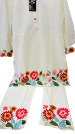 Smart cotton embroidered cotton lining co ord