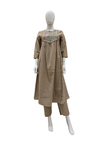 Smart cotton embroidered kurta pant