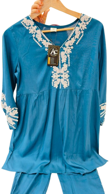 Heavy rayon embroidered co ord