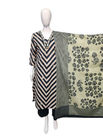 V neck cotton suit set in stripes