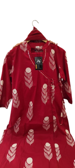 Pure cotton angraka suit set in red