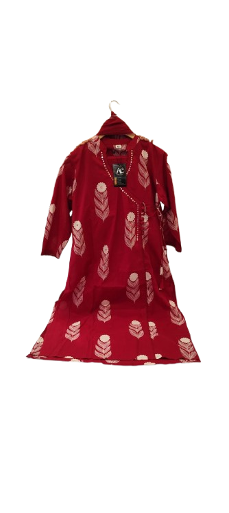 Pure cotton angraka suit set in red