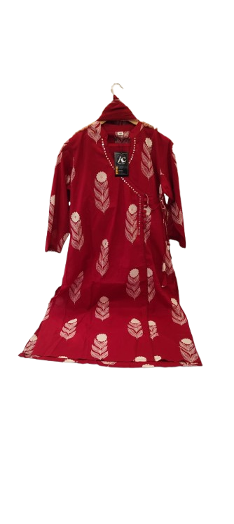 Pure cotton angraka suit set in red