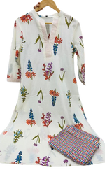 Premium cotton kurta with pocket and chekered pant