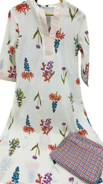 Premium cotton kurta with pocket and chekered pant