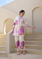 Smart cotton digital printed co ord set in purple