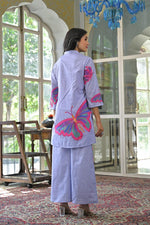 Smart cotton butterfly digital printed co ord set in blue