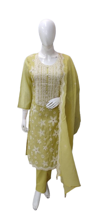 Soft soft fully embroidered Mul Chanderi