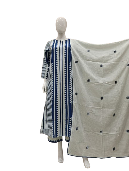 Super premium cotton lining suit set in blue