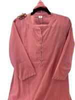 Fully embroidered silly cotton suit set in peach