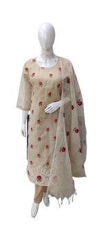 Pretty n smart embroidered kota checks suit set with pocket