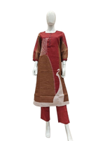 Linen cotton digital printed embroidered co ord set