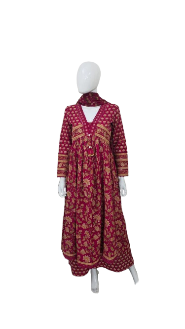 Smart cotton Anarkali suit set