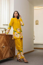 Digital printed cotton co-ord in yellow