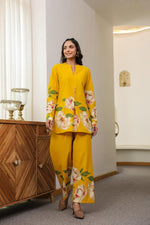 Digital printed cotton co-ord in yellow