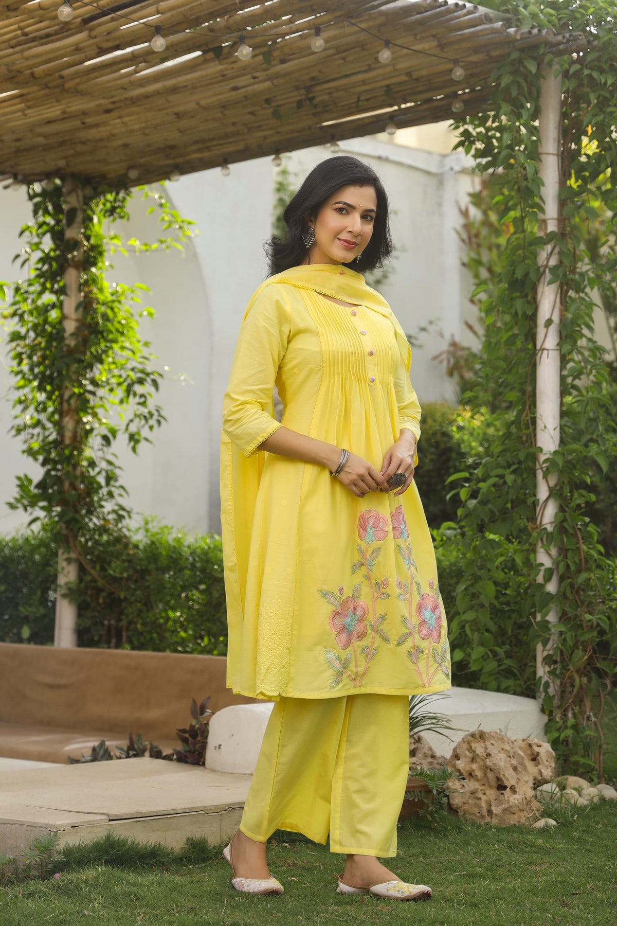 Super super premium cotton with lining and full embroidery suit set