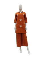 Pretty embroidery cotton co ord in rust