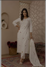 Pure cotton embroidery full suit in white