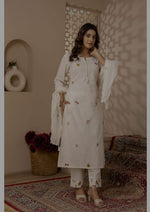 Pure cotton embroidery full suit in white