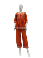 Smart rust embroidered co ord set