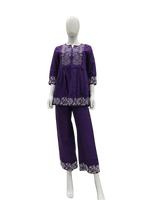 Smart purple embroidered co ord set