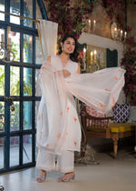 Pretty cotton embroidered lining suit set in rust