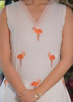 Pretty cotton embroidered lining suit set in rust