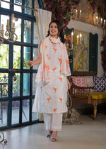 Pretty cotton embroidered lining suit set in rust
