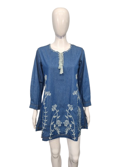 Beautiful denim embroidered short top