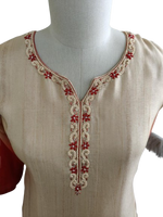 Smart Dola silk ombré effect suit paired up with a gorgeous kalamkari dupatta in beige n red