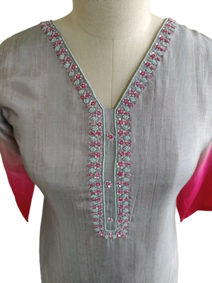 Smart Dola silk ombré effect suit suit paired up with a gorgeous kalamkari dupatta