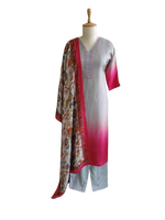 Smart Dola silk ombré effect suit suit paired up with a gorgeous kalamkari dupatta