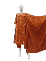 Fully embroidered rust suit set