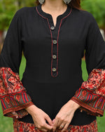 Black rayon digital printed co ord set