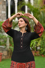 Black rayon digital printed co ord set