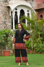 Black rayon digital printed co ord set