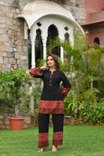 Black rayon digital printed co ord set