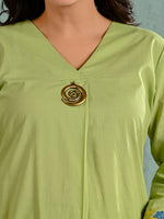 Wow cotton fully embroidered in green kurta pant