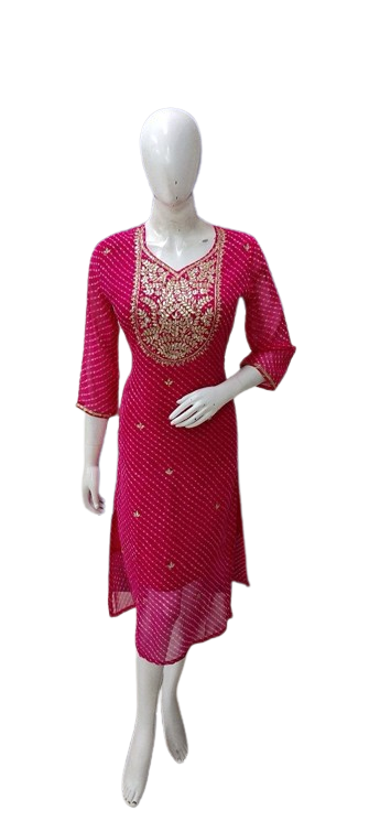 Rani pink semi georgette gotta pati Kurti