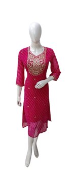 Rani pink semi georgette gotta pati Kurti