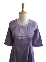 Pure cotton embroidered kurta pant in purple