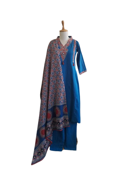 Blue indigo cotton full suit set