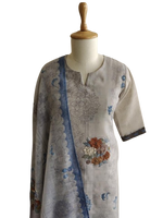 Linen Chanderi fully embroidered lining full suit set