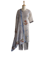 Linen Chanderi fully embroidered lining full suit set